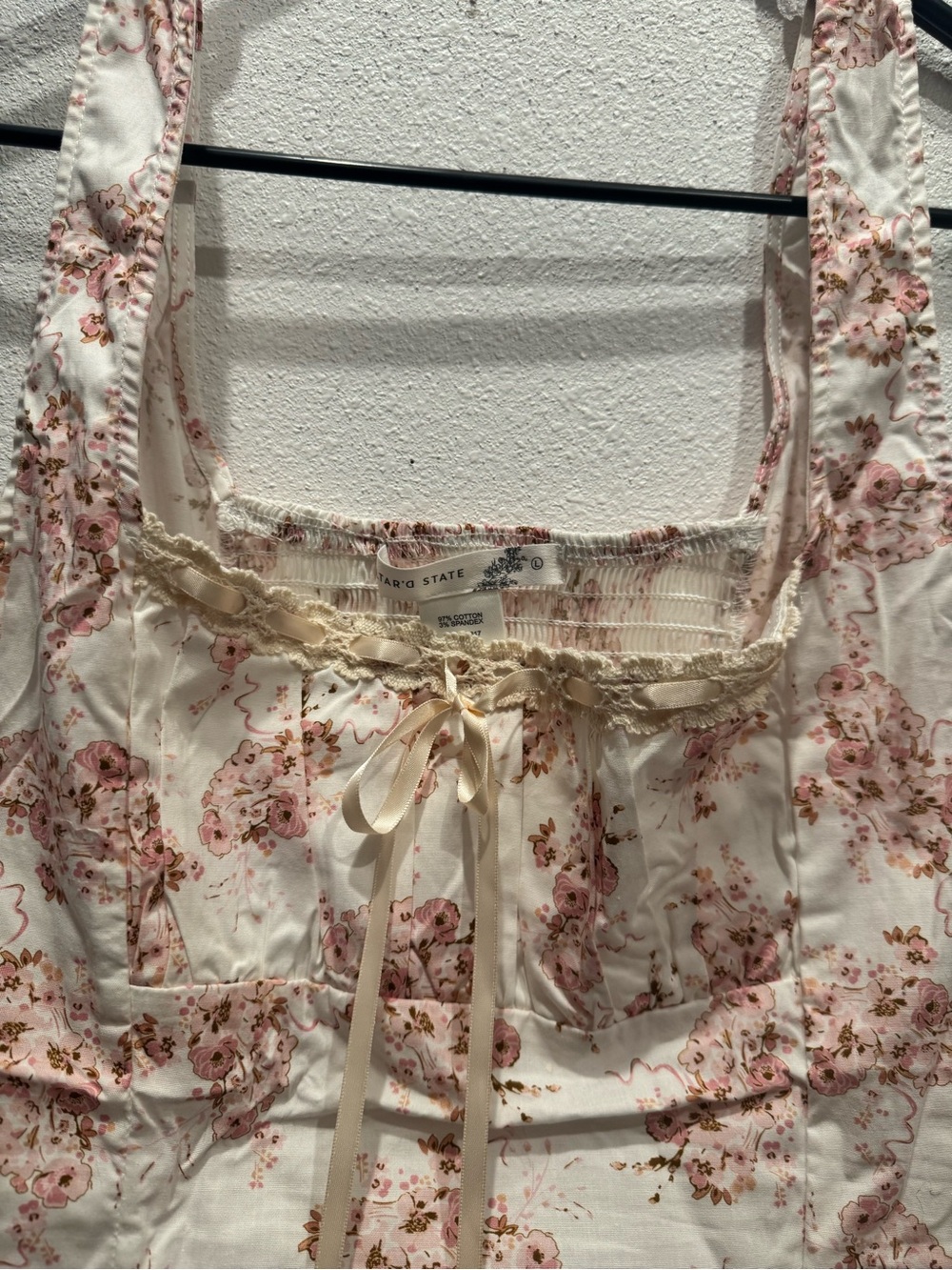 Altar’d State Floral Corset Bustier Tank Top Pink Ivory L NWOT - Picture 3 of 6
